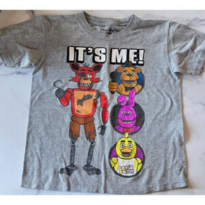 Five Nights at Freddys Boys T Shirt Small Heather Grey Foxy and Friends Cotton